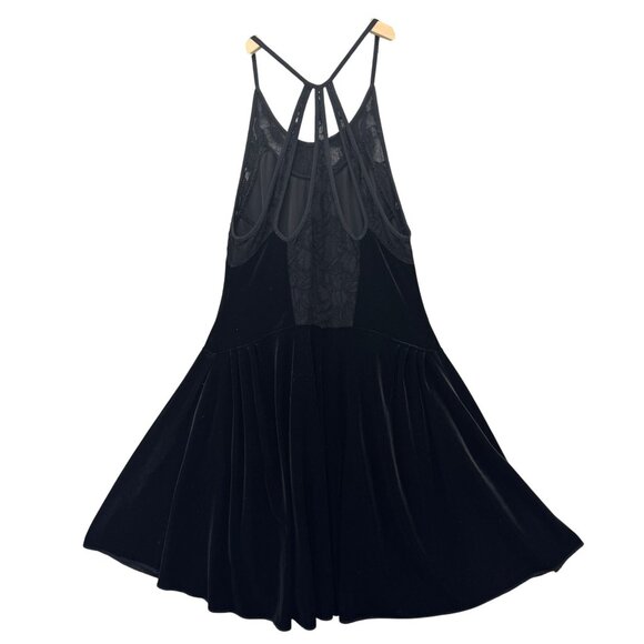 Free People Night Shade Velvet Mini Dress Black Sleeveless Strappy Halter Size S - Picture 15 of 16